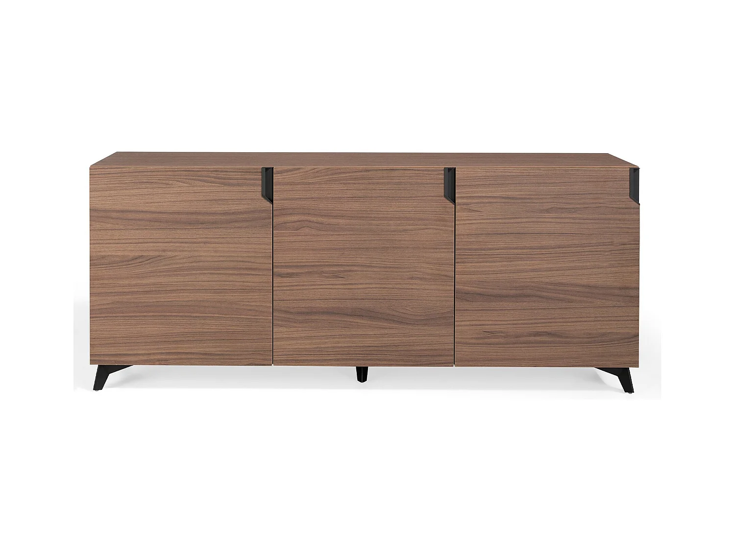 Kalieto Aparador de 3 puertas de madera marrón con patas de acero negro 180 cm