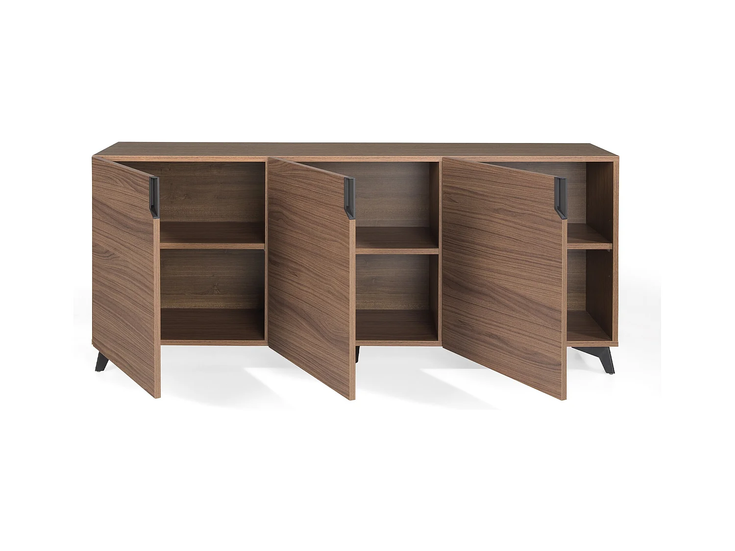 Kalieto Aparador de 3 puertas de madera marrón con patas de acero negro 180 cm
