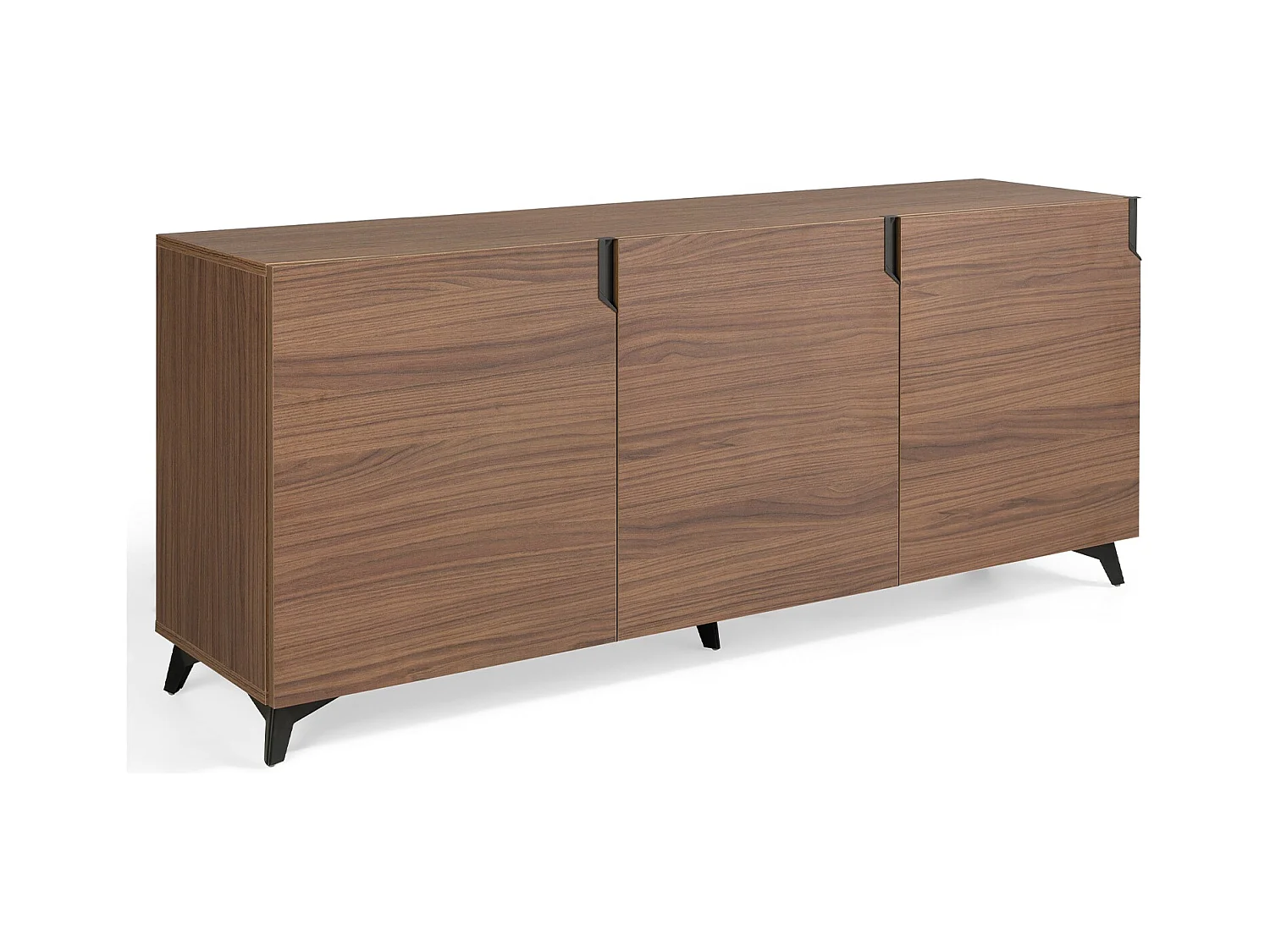 Kalieto Aparador de 3 puertas de madera marrón con patas de acero negro 180 cm