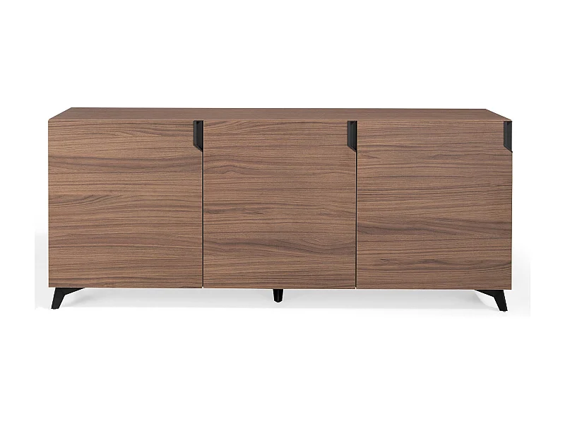 Kalieto Aparador de 3 puertas de madera marrón con patas de acero negro 180 cm