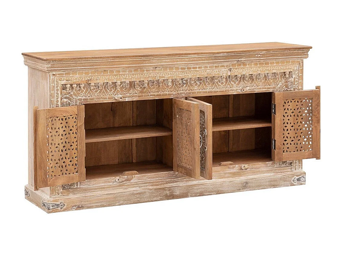 Aparador Alambia 180 cm 4 puertas mango blanqueado