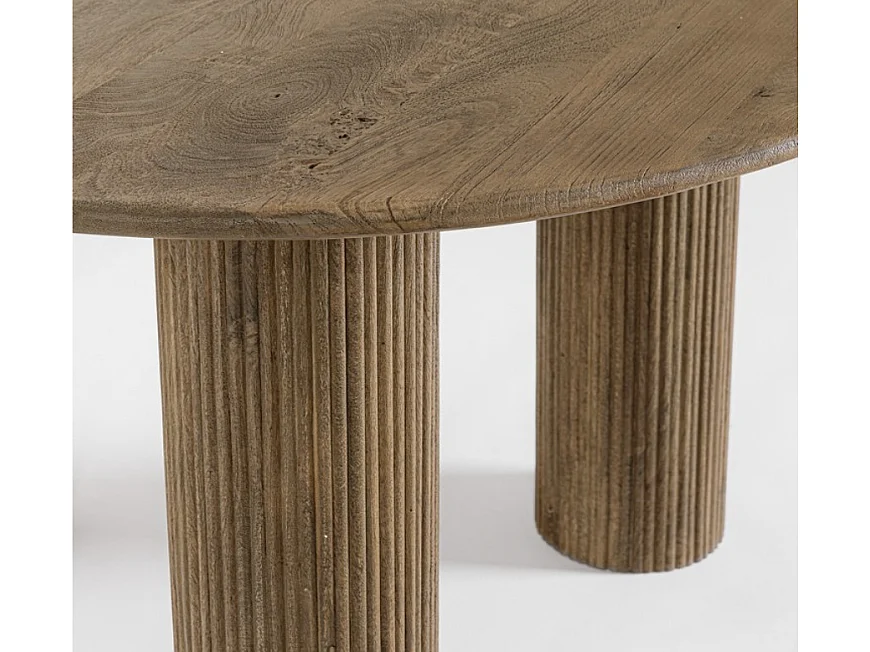 Mesa de comedor redonda Bozar de madera maciza 120 cm-Color Marrón