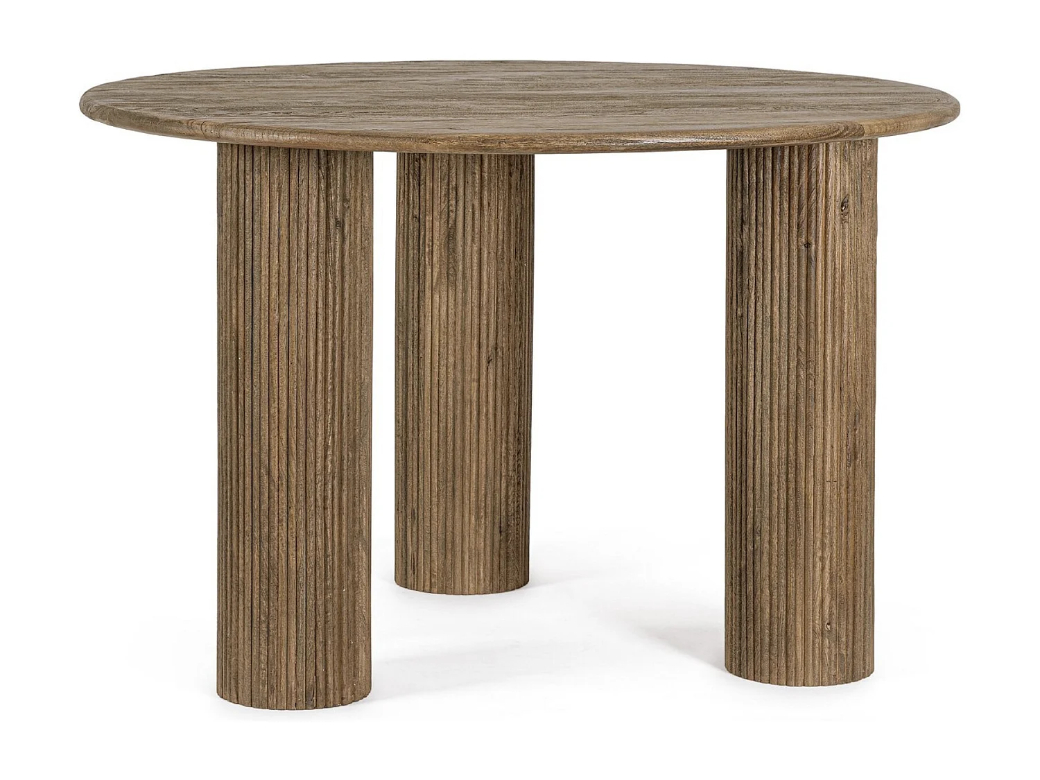 Mesa de comedor redonda Bozar de madera maciza 120 cm-Color Marrón
