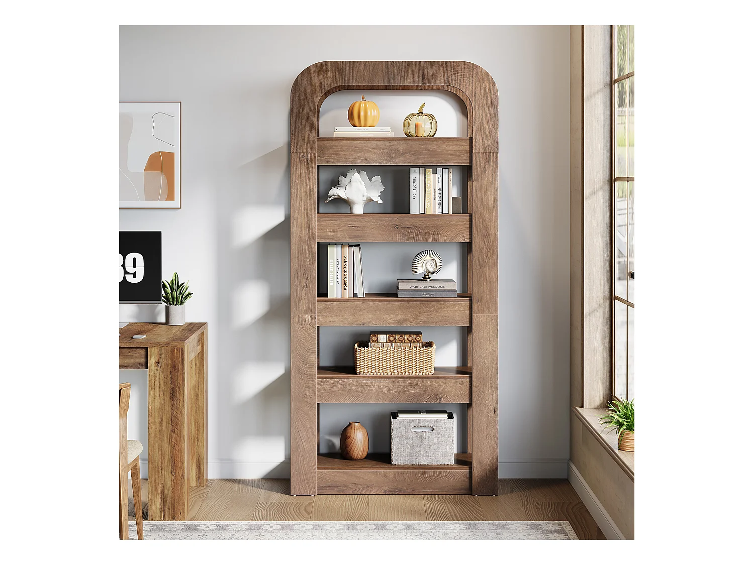 180 cm hohes Bücherregal, 5-fach Bücherregal mit offenen Fächern, Industrie-Stil Ablageeinheit für Home Office