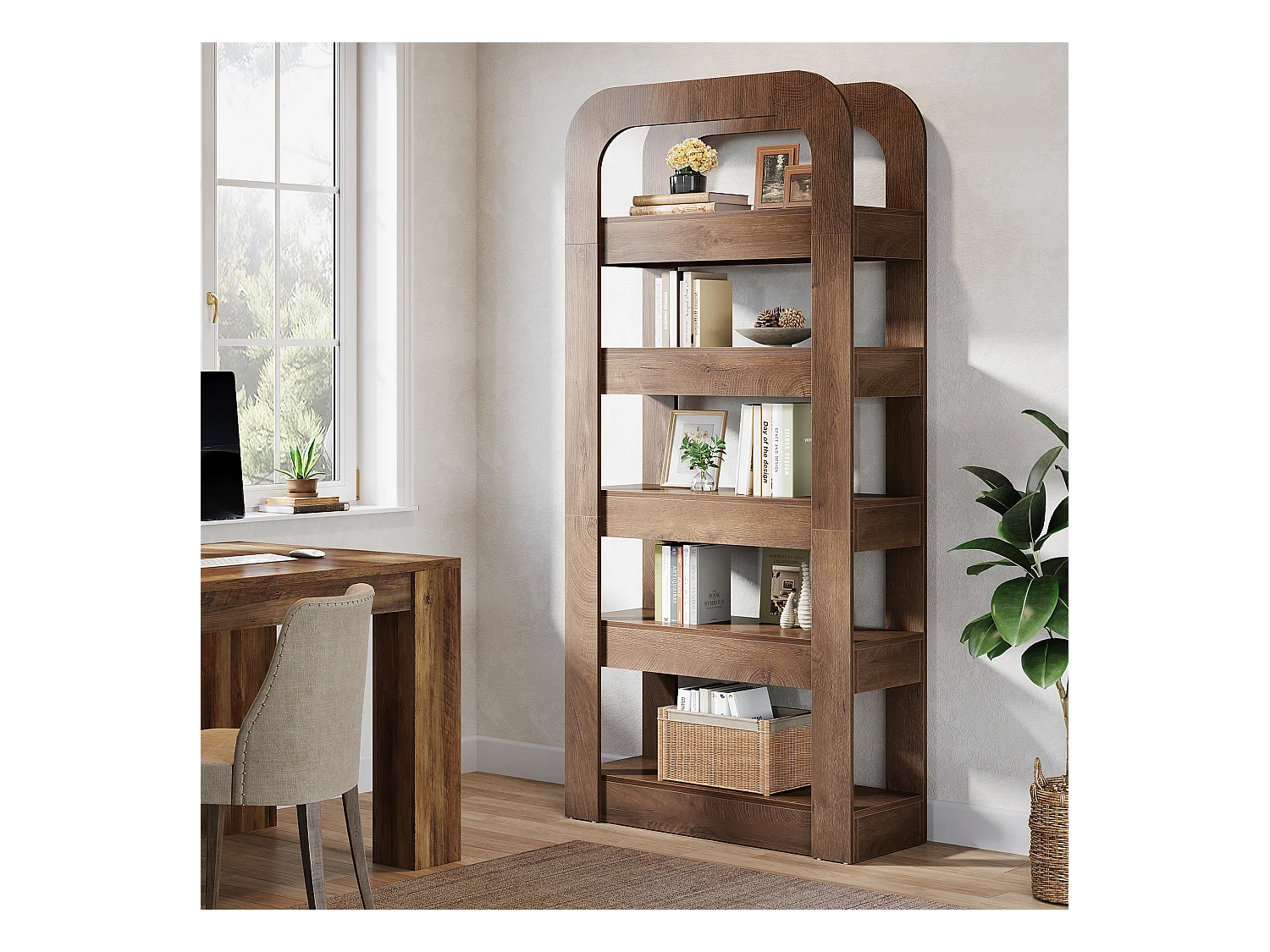 180 cm hohes Bücherregal, 5-fach Bücherregal mit offenen Fächern, Industrie-Stil Ablageeinheit für Home Office