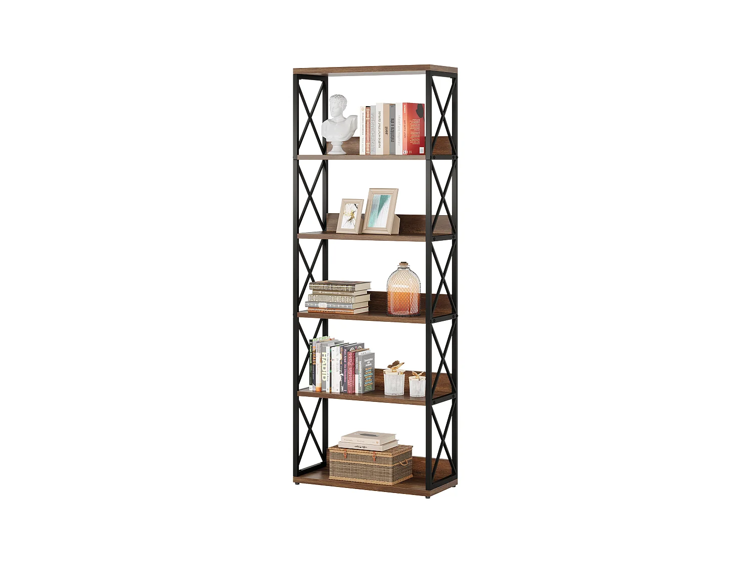 Regał industrialny Etagere z 5 poziomami, wysokość 177,5 cm, z otwartymi półkami