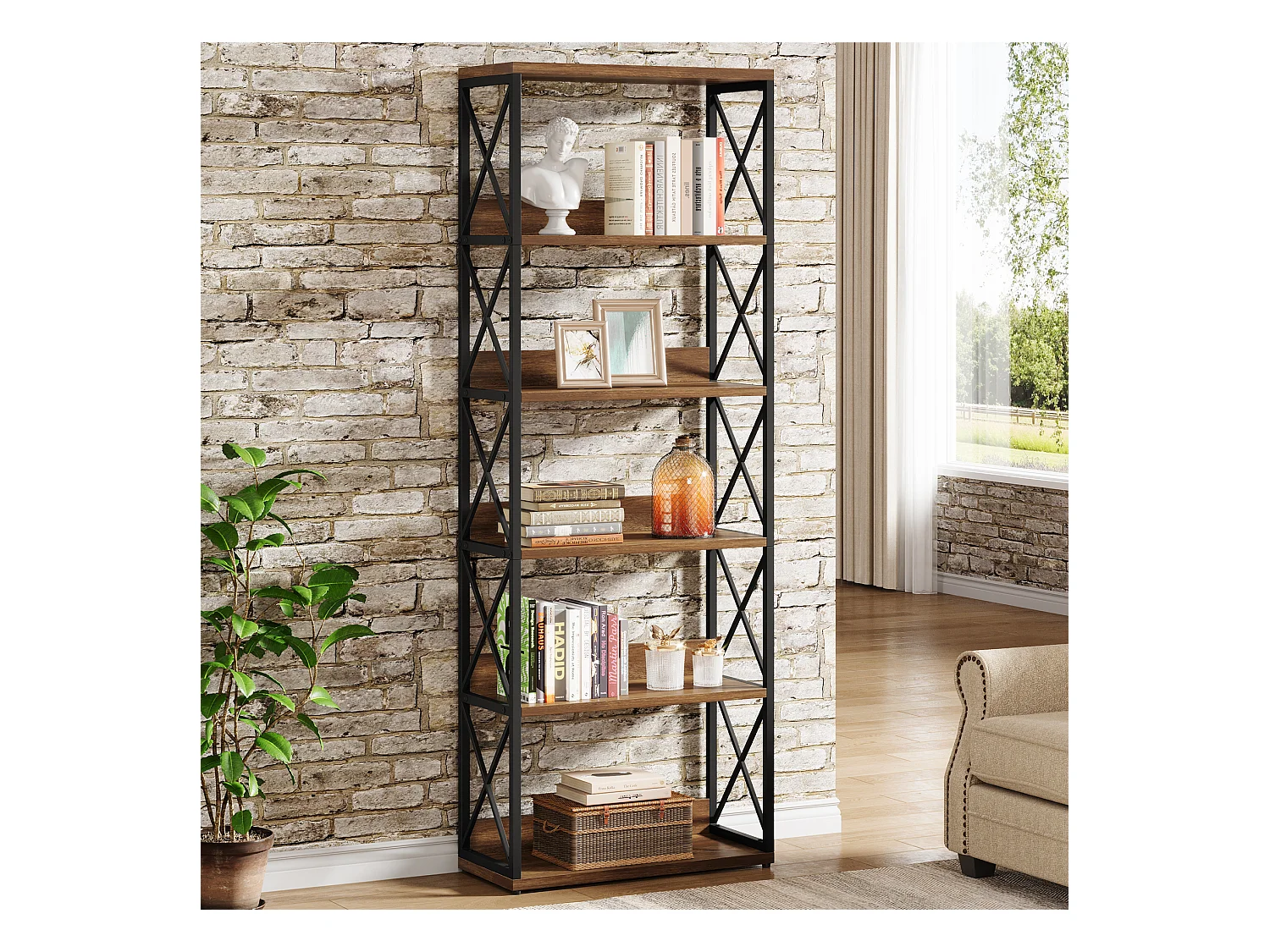 Regał industrialny Etagere z 5 poziomami, wysokość 177,5 cm, z otwartymi półkami