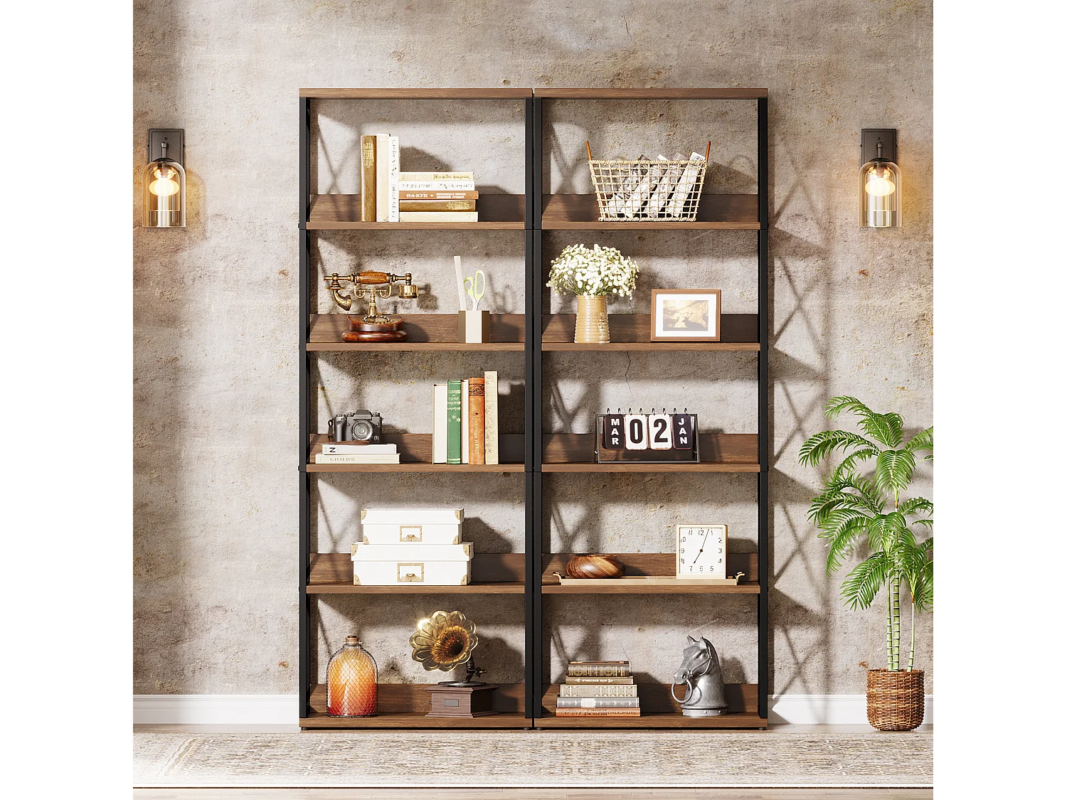 Regał industrialny Etagere z 5 poziomami, wysokość 177,5 cm, z otwartymi półkami