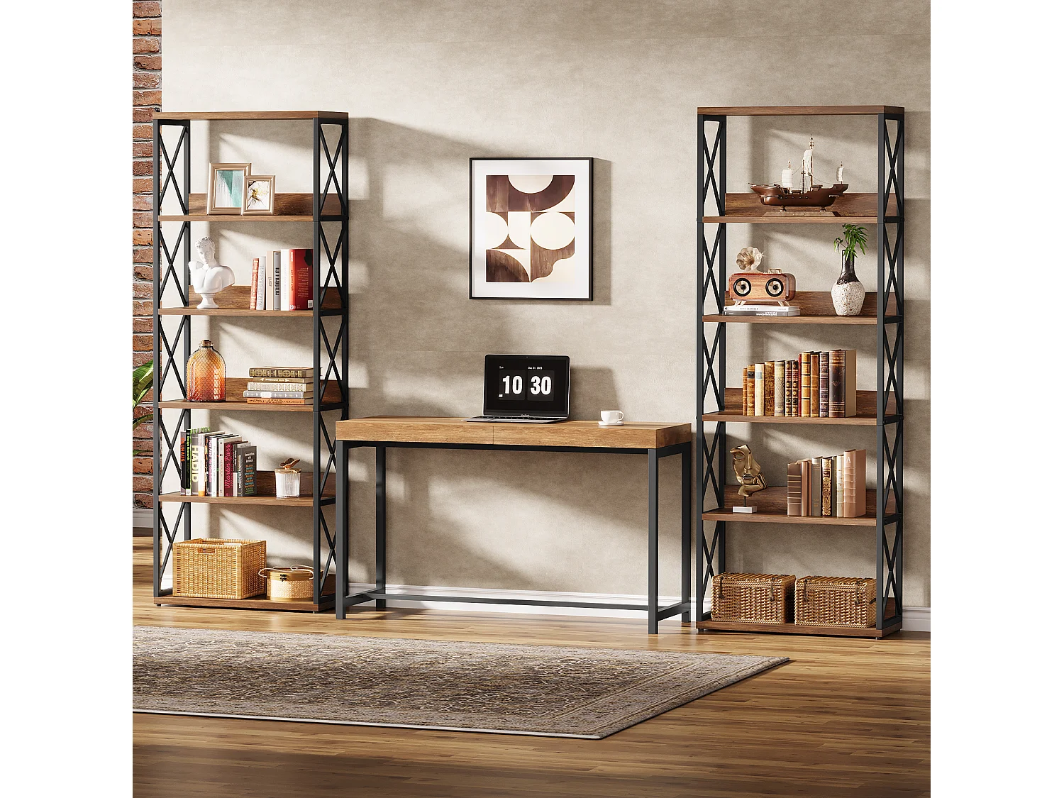 5-laags industriële boekenkast, 177,5 cm hoge etagère boekenkast met open planken