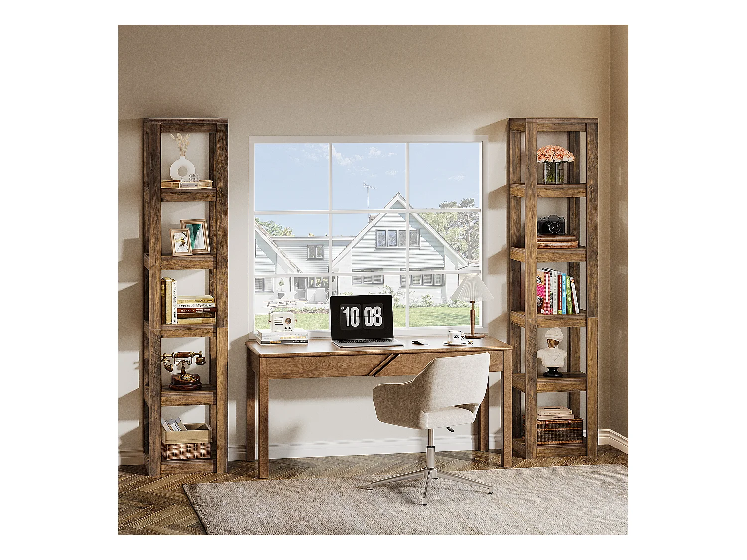 5-poziomowa półka na książki, 180 cm wysokości, wąska półka narożna, regały do małych przestrzeni, wolnostojąca półka ekspozycyjna