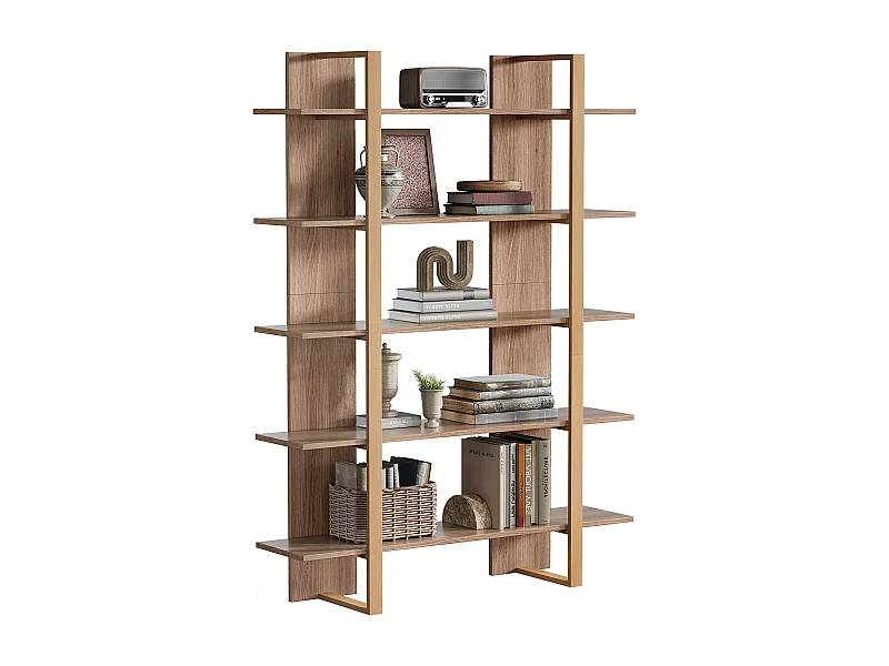 5-Etagen Bücherregal, 120 cm breit, offene Bücherregale, Etagère, Display, Büroschrankeinheit