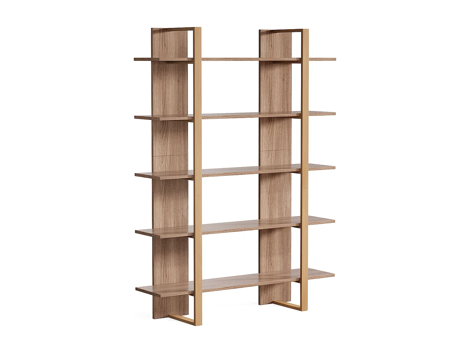 Bibliothèque à 5 niveaux de 120 cm de large, étagère ouverte pour livres et présentoirs de bureau