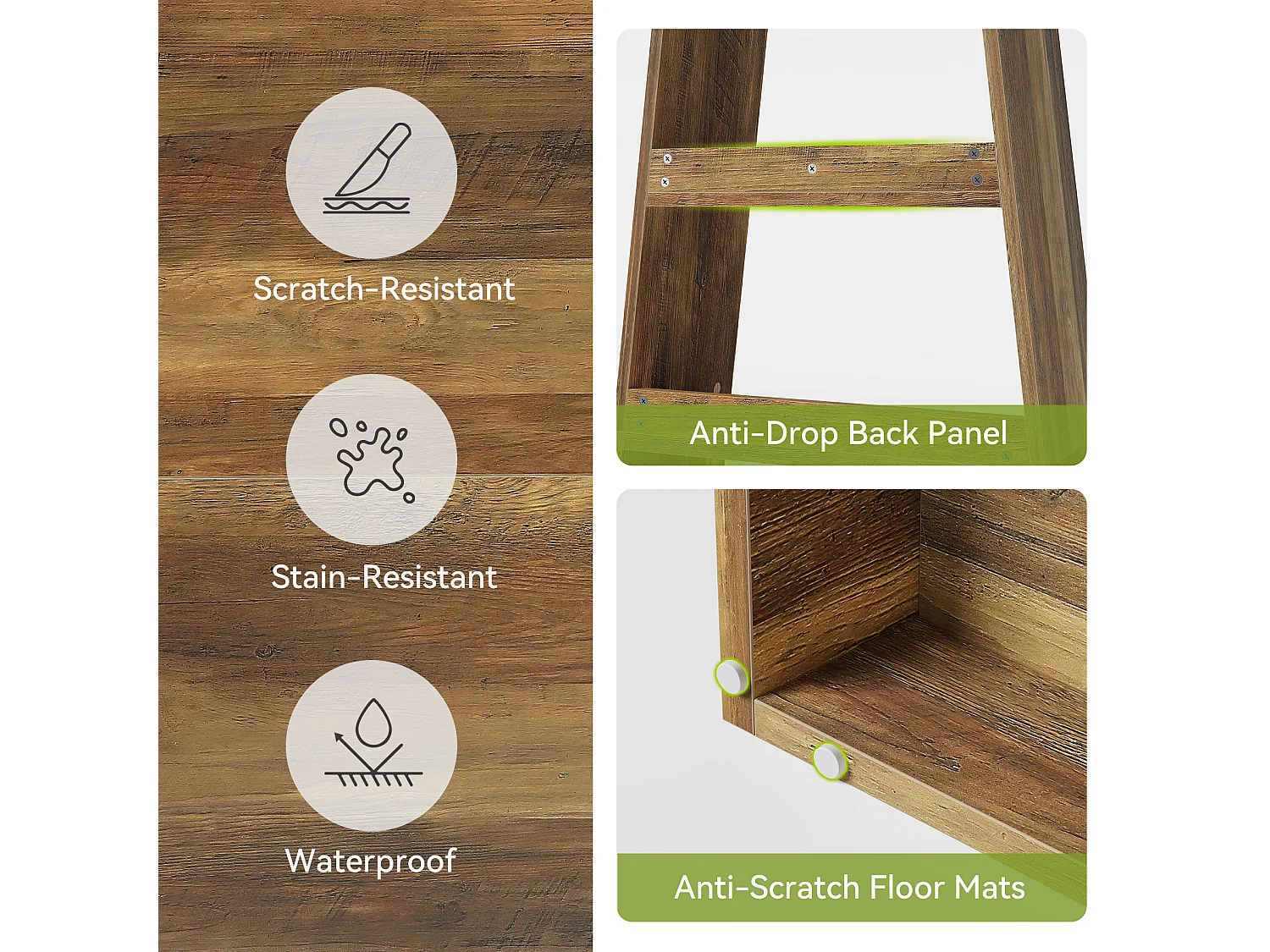 Bibliothèque échelle de style ferme de 181 cm, étagère de rangement à 6 niveaux pour salon, bureau, chambre