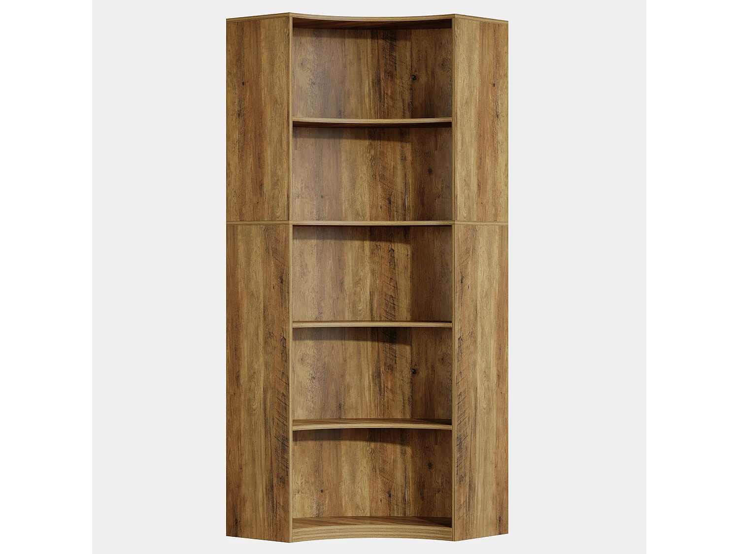 6-Etagen-Eckregal, 180 cm hohes Eckregal mit abgerundeten Kanten, Landhaus-Eckregal für Wohnzimmer, Schlafzimmer, Küche