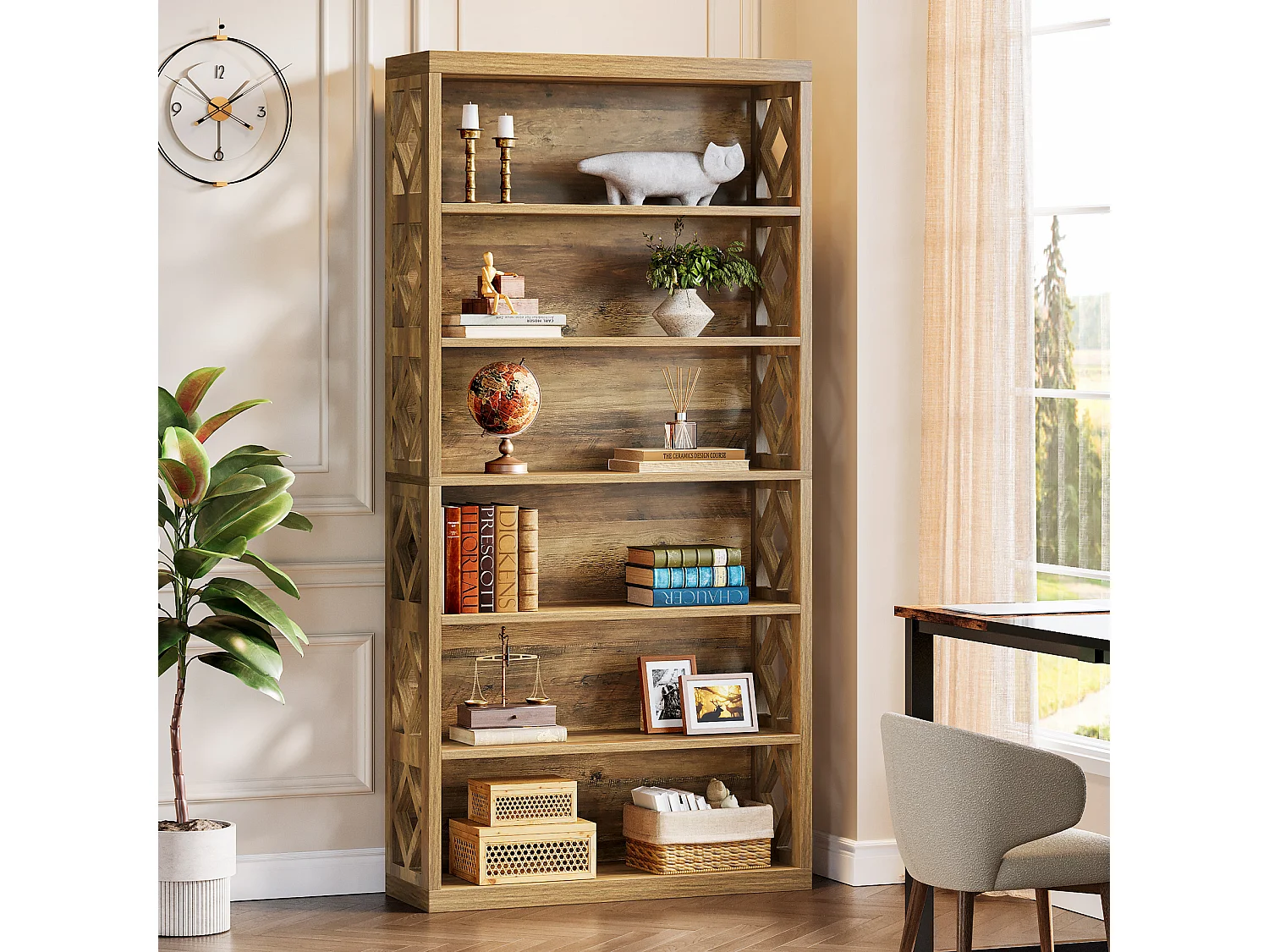 Regał na książki o wysokości 190 cm, 7-poziomowy regał przemysłowy z miejscem do przechowywania, stojący na podłodze, otwarty, ekspozycyjny