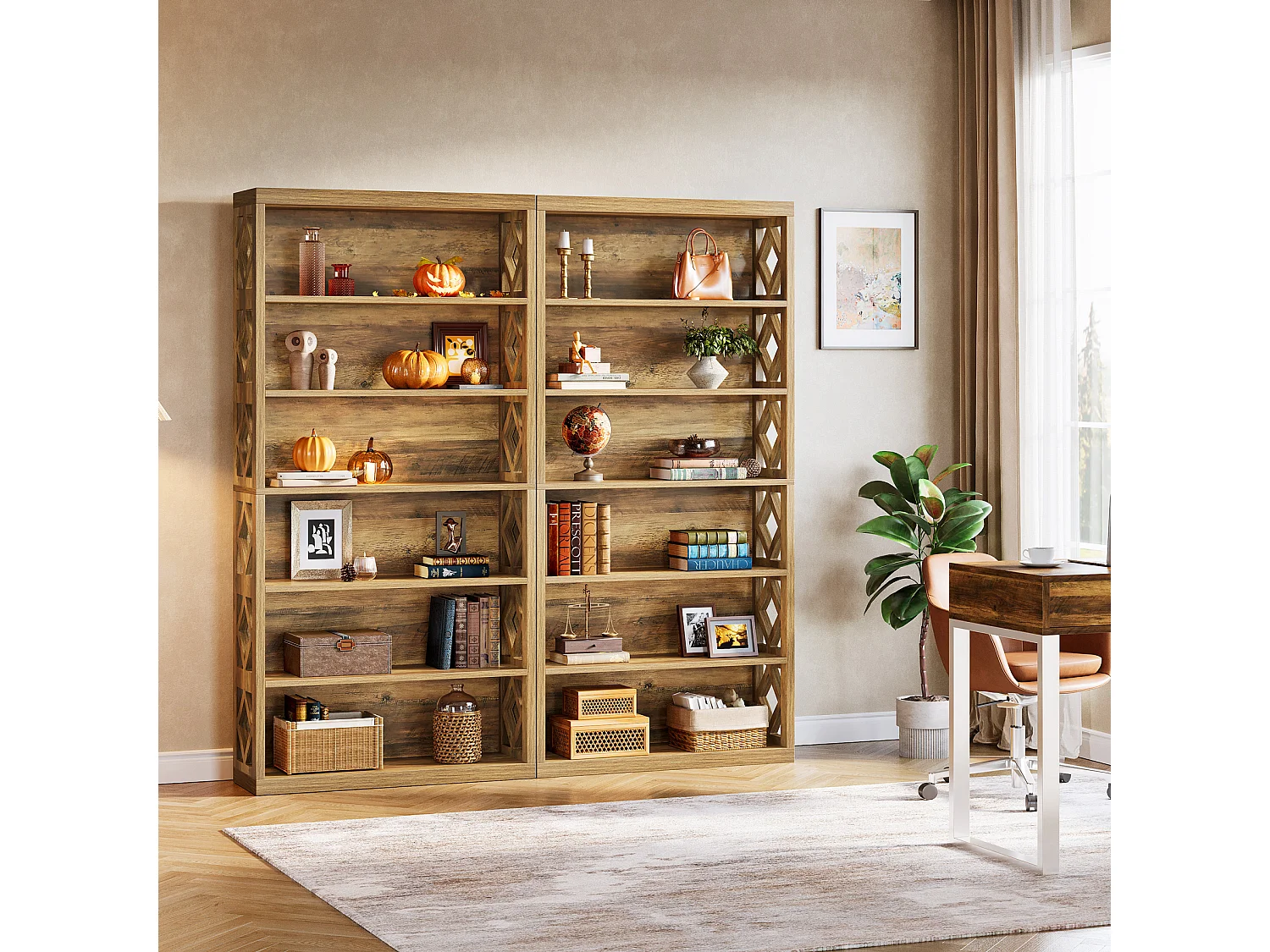 Regał na książki o wysokości 190 cm, 7-poziomowy regał przemysłowy z miejscem do przechowywania, stojący na podłodze, otwarty, ekspozycyjny