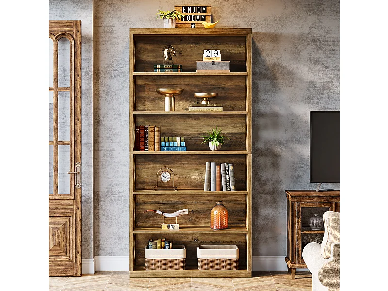 Regał na książki o wysokości 190 cm, 7-poziomowy regał przemysłowy z miejscem do przechowywania, stojący na podłodze, otwarty, ekspozycyjny