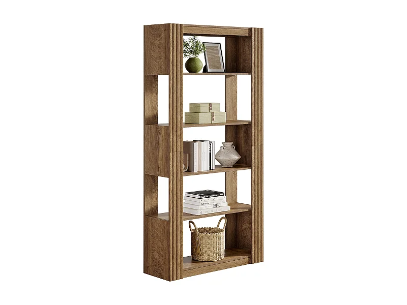 5-Stufiges offenes Bücherregal und Bücherständer, 180 cm hohes Bücherregal, bodengestellte Holz-Ausstellungs- und Ablageschränke