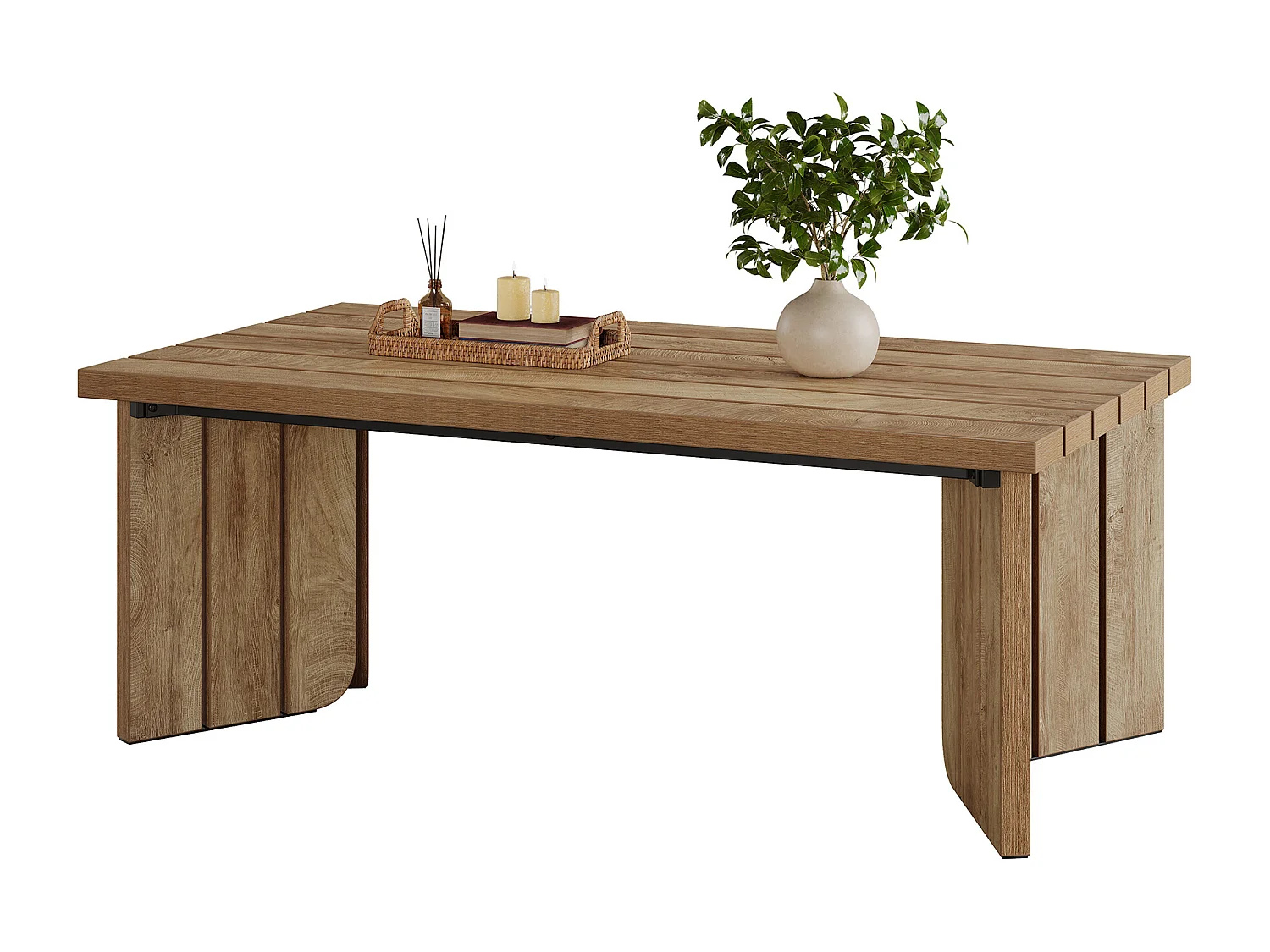 Mesa de Café Retangular, Mesa Central Rural de 120cm para Sala de Estar