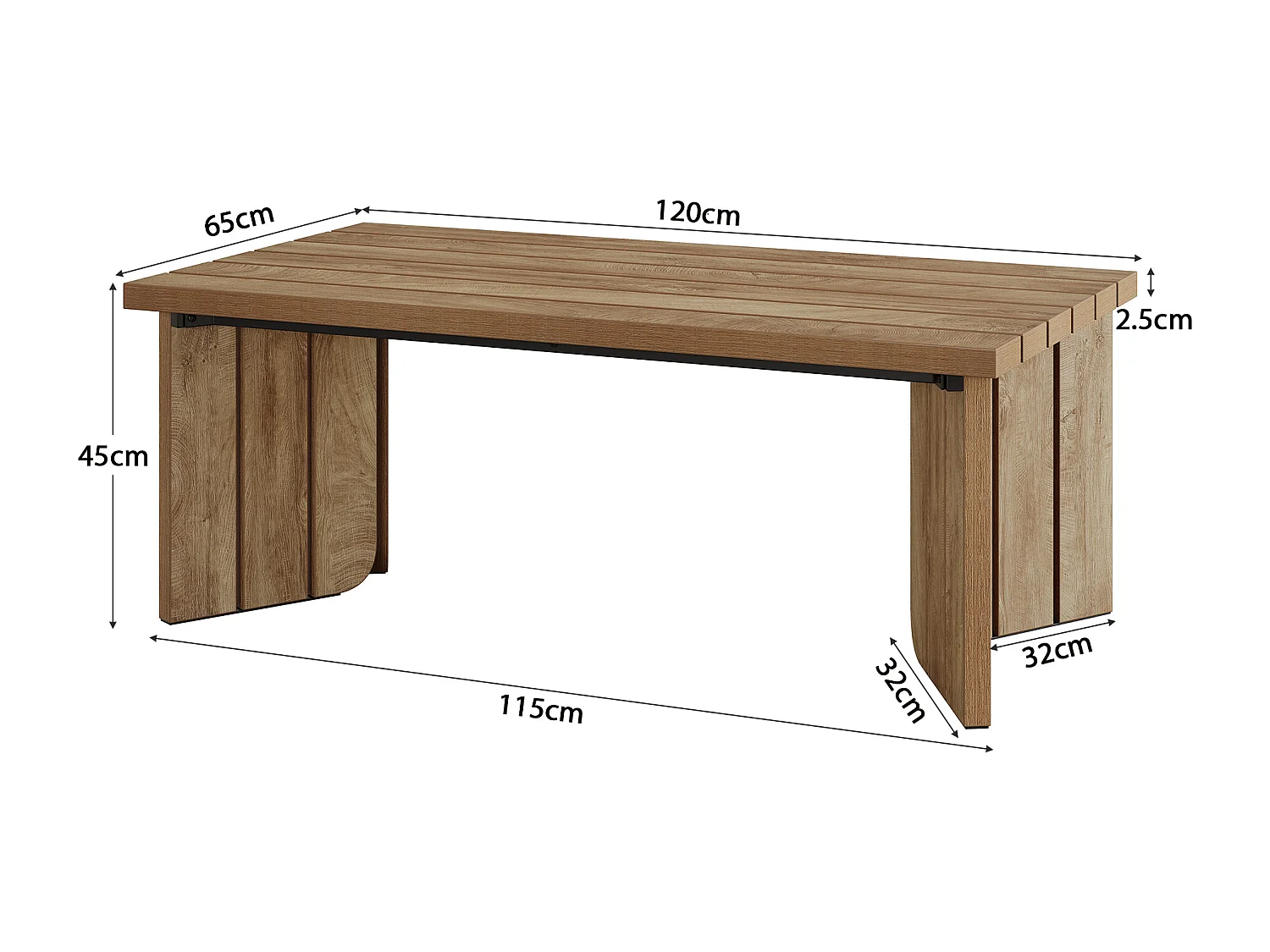 Mesa de Café Retangular, Mesa Central Rural de 120cm para Sala de Estar