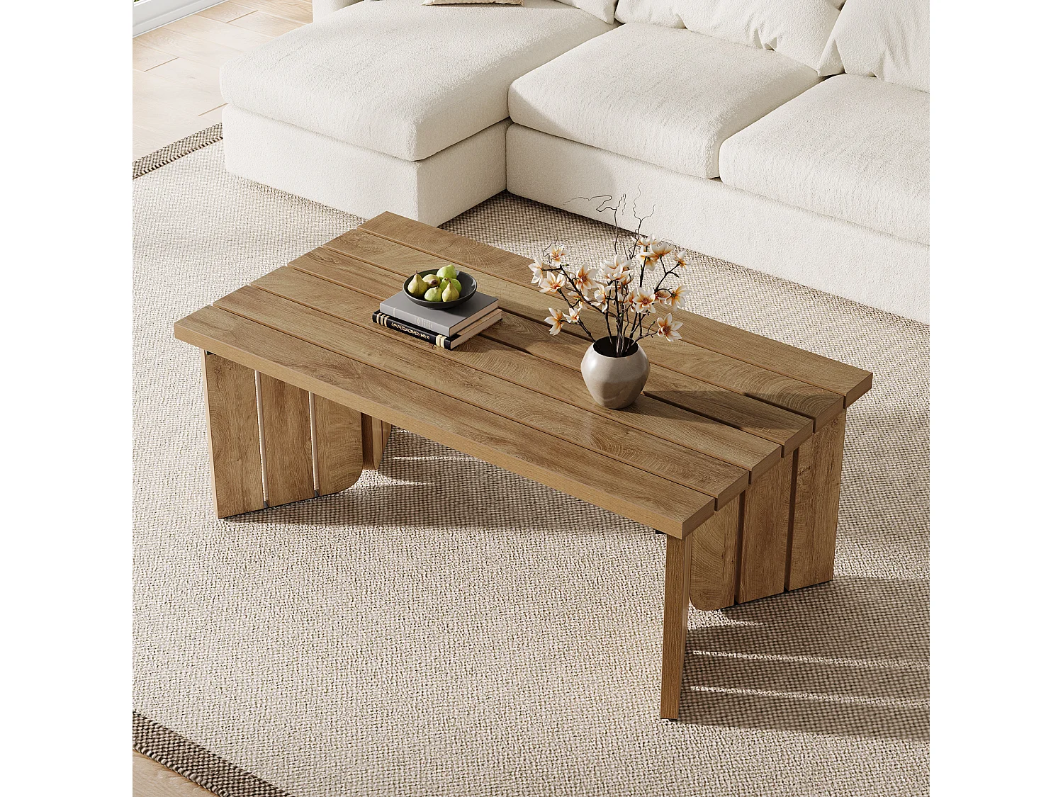 Mesa de Café Retangular, Mesa Central Rural de 120cm para Sala de Estar