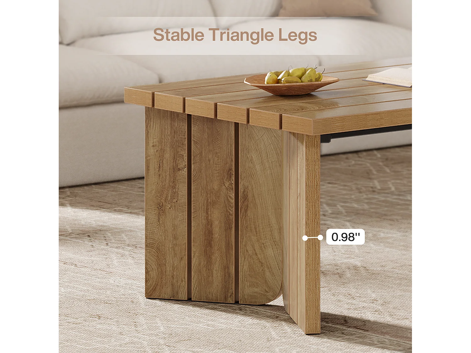 Mesa de Café Retangular, Mesa Central Rural de 120cm para Sala de Estar