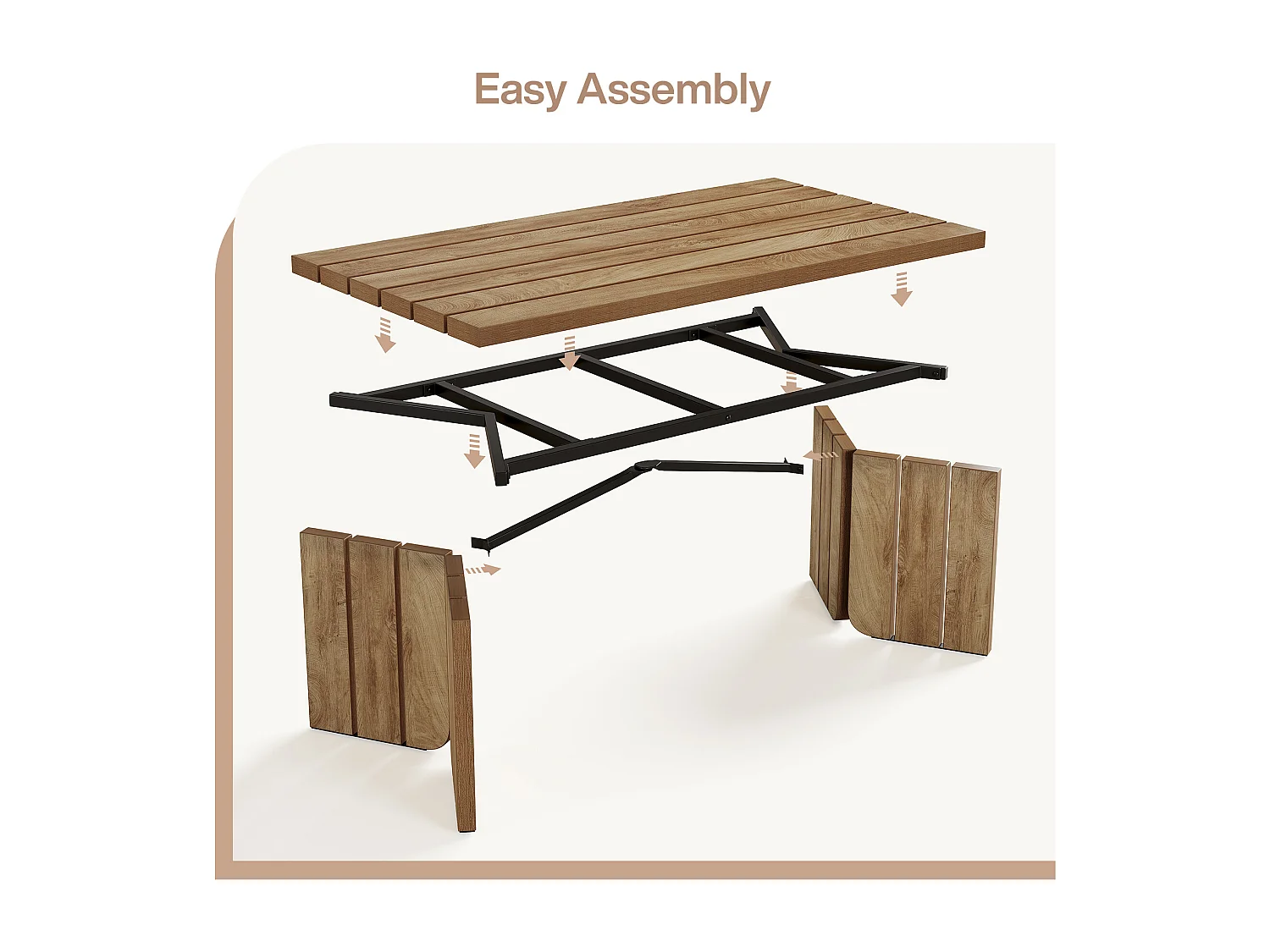 Mesa de Café Retangular, Mesa Central Rural de 120cm para Sala de Estar