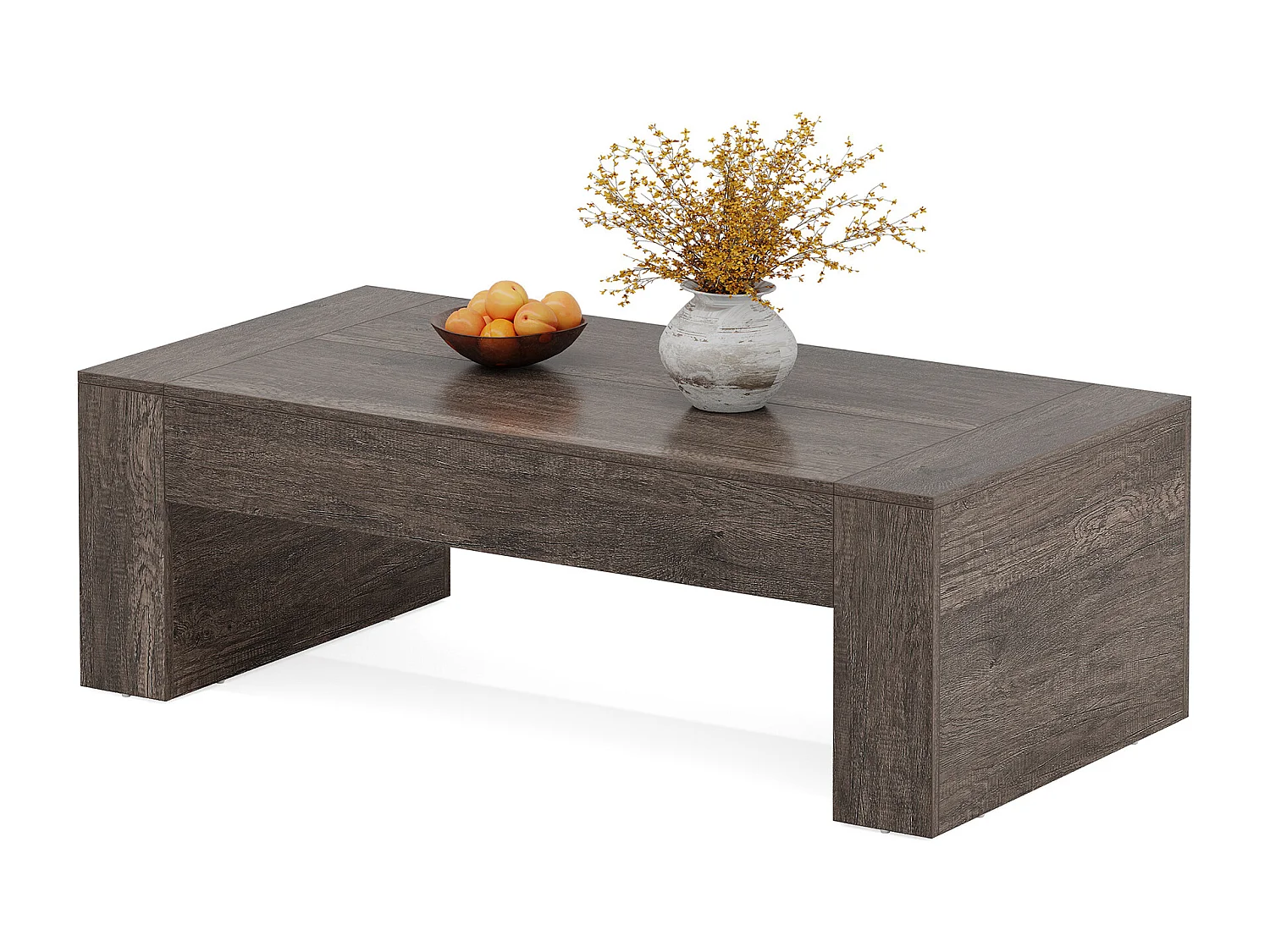 Mesa de Café Retangular para Sala de Estar, Mesa de Chá de Centro com Acento Rural de 130cm com Base resistente, Taupe Rústico