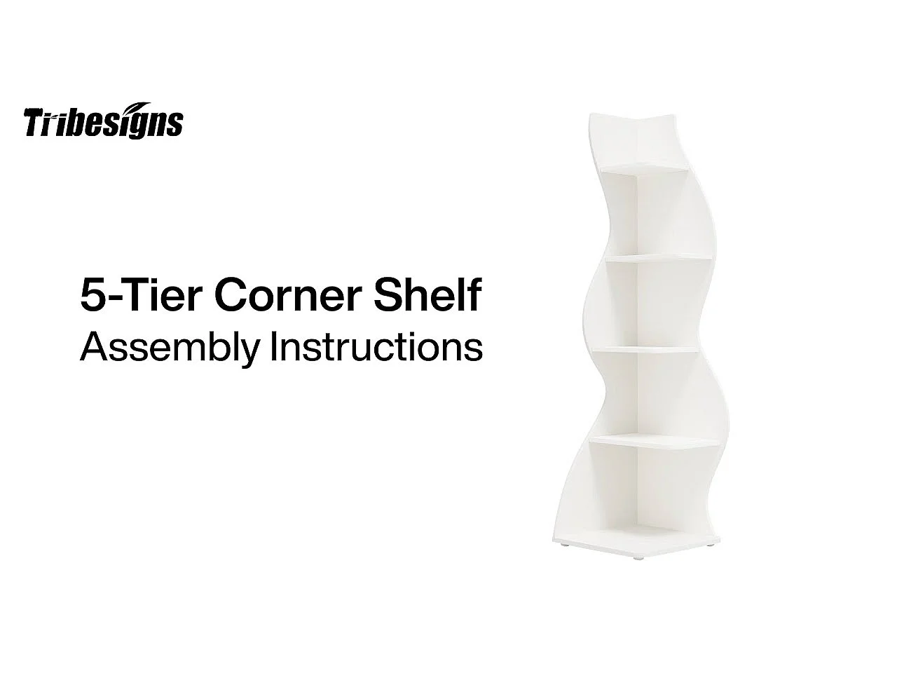 Golvende hoekplank, moderne boekenkast met 5 niveaus en gebogen vorm, unieke plantenstandaard