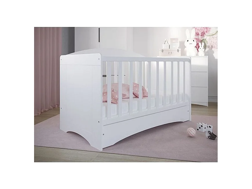 Cuna con barrotes con cajón 60x120 cm blanco Klaky