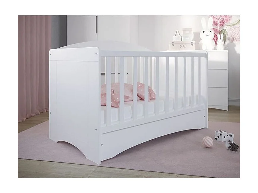 Cuna con barrotes con cajón 60x120 cm blanco Klaky