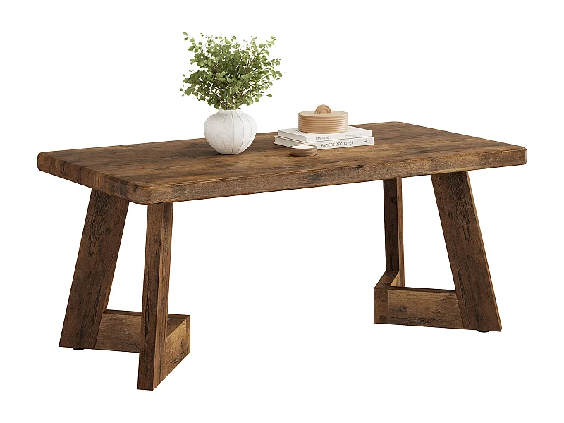 Table basse, table de salon de ferme de 120 cm, tables centrales rectangulaires pour salon, table à thé marron rustique