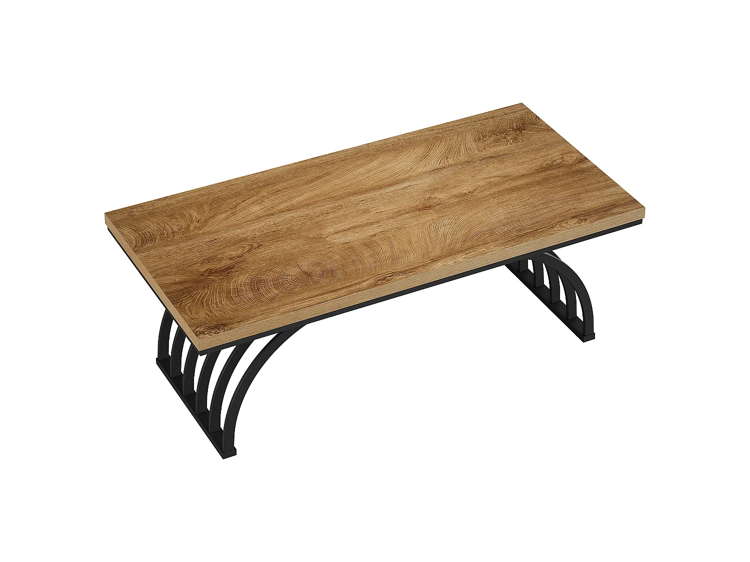 Table basse rectangulaire rustique de 120 cm avec pieds en métal