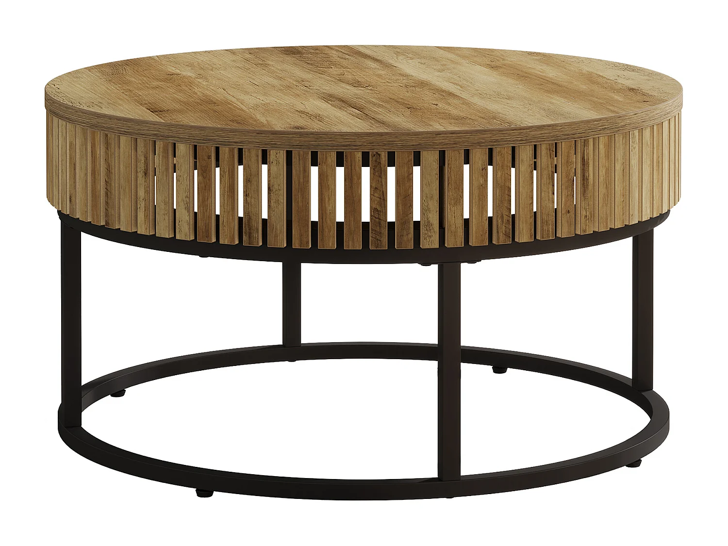 80cm runder Couchtisch, ländlicher runder Cocktail-Zentertisch für das Wohnzimmer, hellbraun