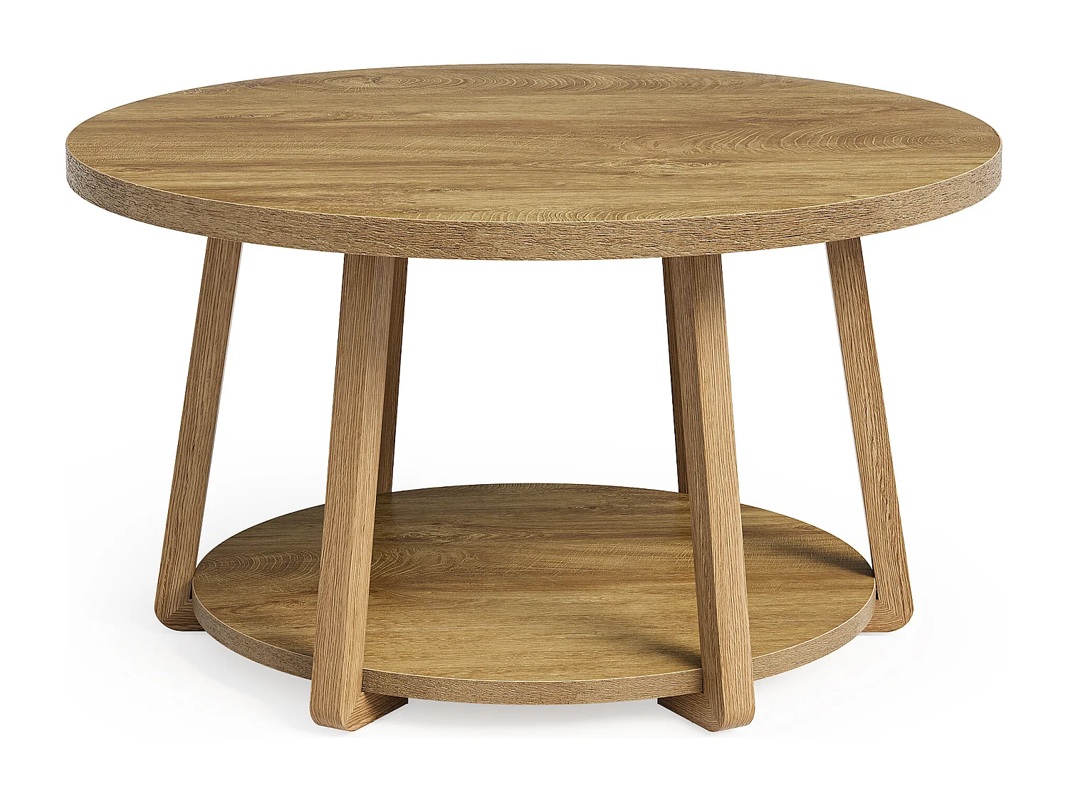 Runder Couchtisch, 2-geschichtiger Mittelpunkt Tisch mit Stauraum, Holzbeine, 80 cm x 50 cm, einfache Montage, für Wohnzimmer, Schlafzimmer