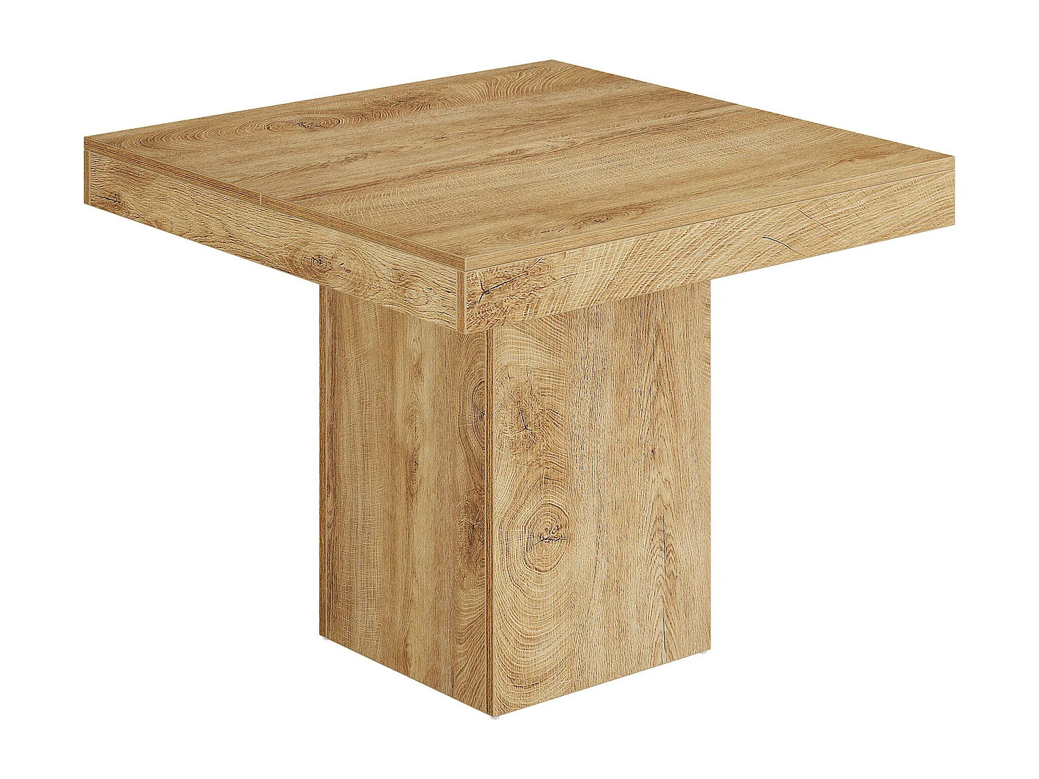 Table à manger carrée de 100 cm pour 4 personnes, petite table de cuisine de style campagnard avec base à piédestal robuste