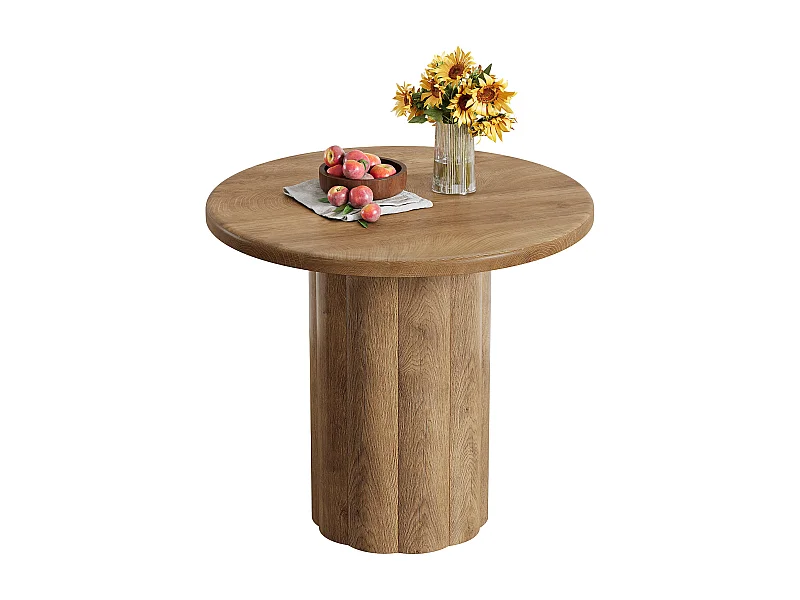 Ronde eettafel, keukentafel voor 2-4 personen, 80 x 80 x 75 cm, rustieke kleine eettafel (bruin)
