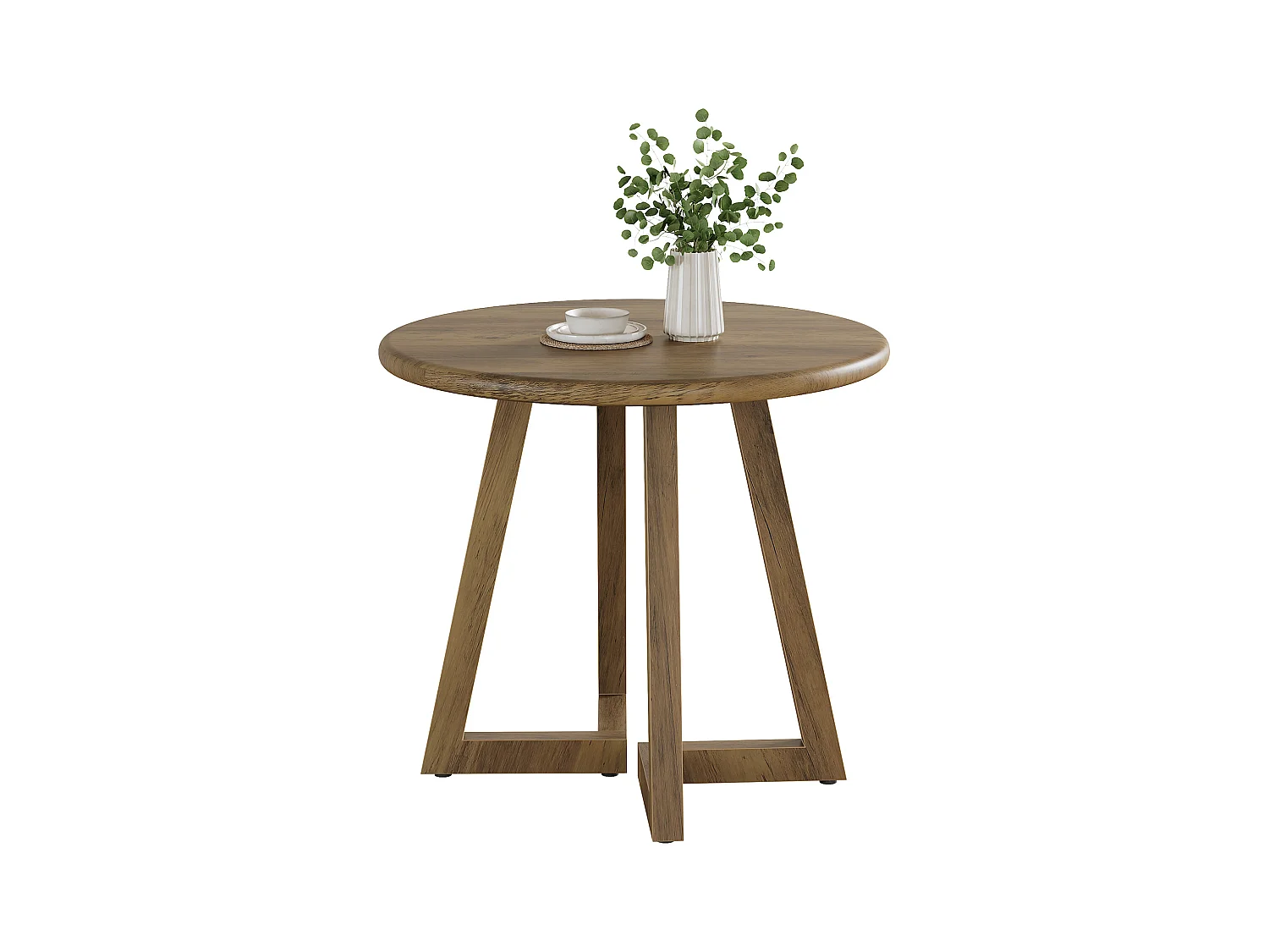 Petite table ronde pour 2 à 4 personnes, table de cuisine de 80 cm pour salle à manger et salon, marron (table seule)