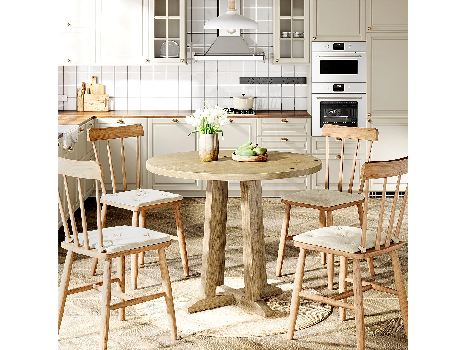 Ronde eettafel voor 2-4 personen, ronde keukentafel, 80 cm landelijke eetkamertafels, rustiek bruin