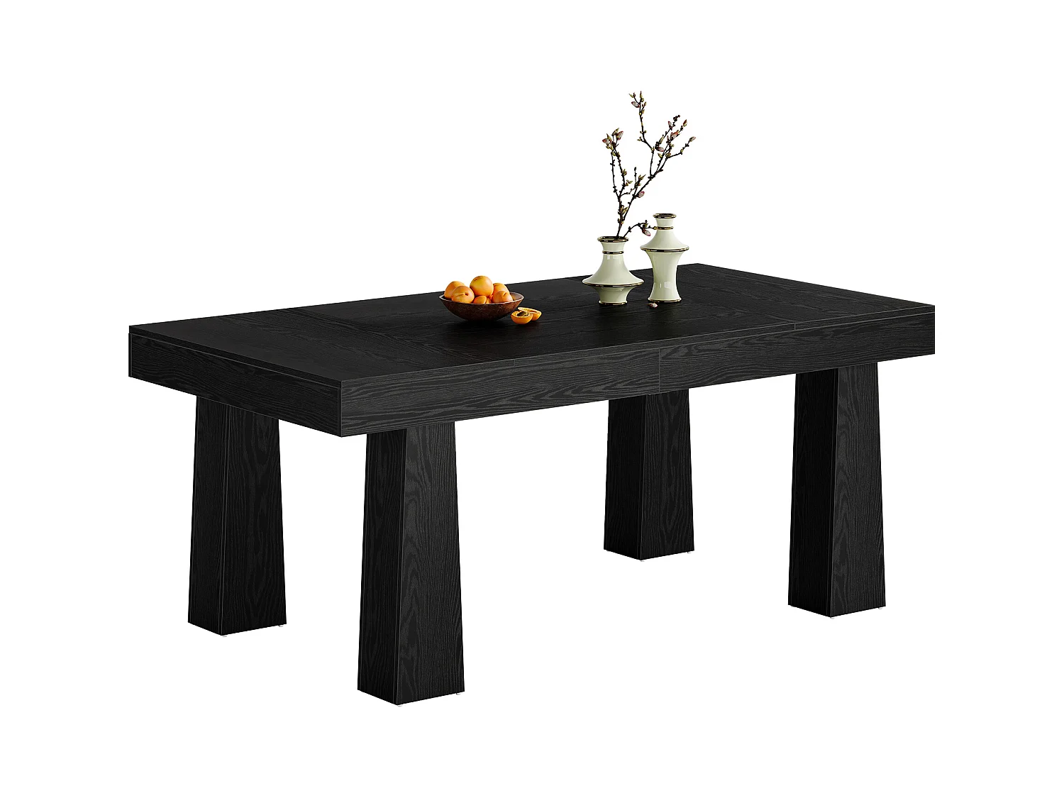 Table à manger de 160 cm, table de cuisine rectangulaire moderne avec pieds fuselés robustes, table de salle à manger professionnelle noire