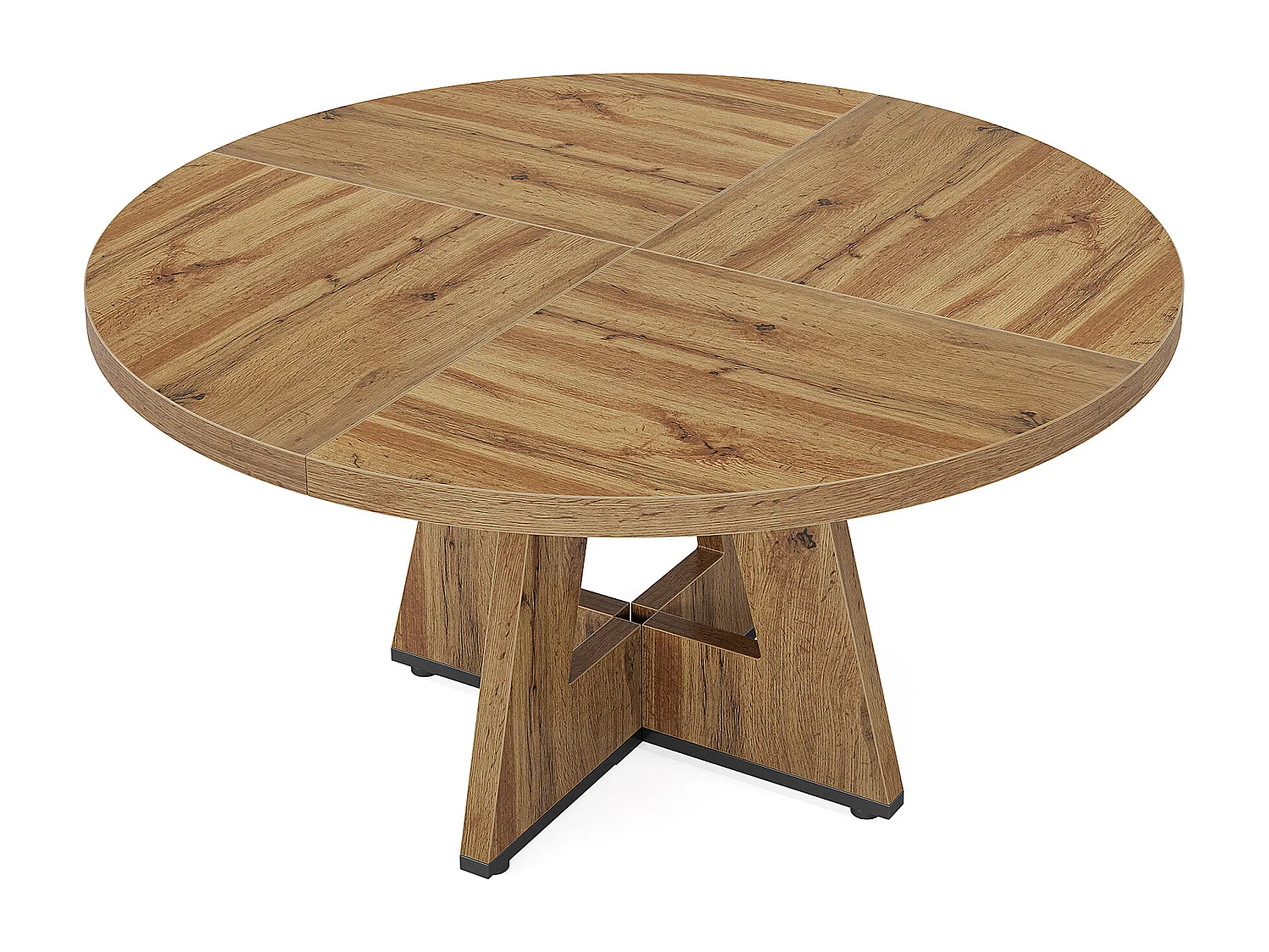Table à manger de style campagnard, table ronde de 120 cm pour 4 personnes, table de salle à manger rustique