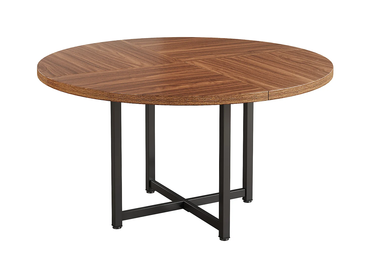 Table à manger ronde pour 4 à 6 personnes, table de cuisine ronde de 120 cm, petite table de salle à manger moderne, avec pieds croisés robustes en métal
