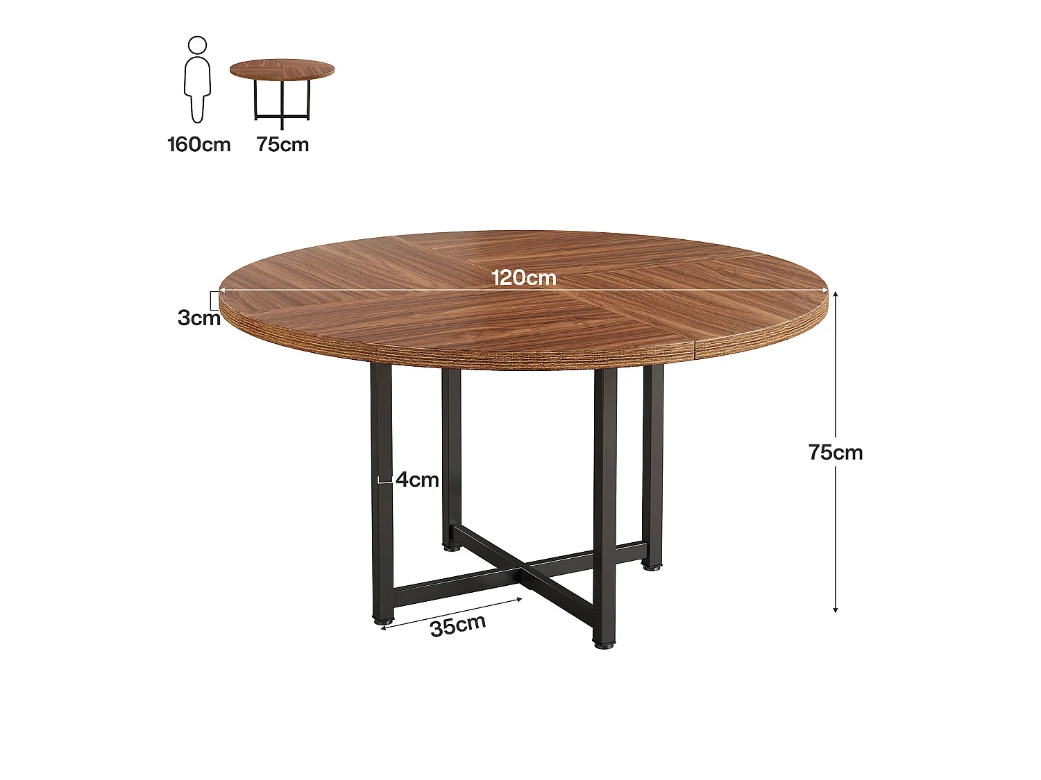 Tavolo da pranzo rotondo per 4-6 persone, tavolo da cucina circolare da 120 cm, tavoli da pranzo piccoli e moderni