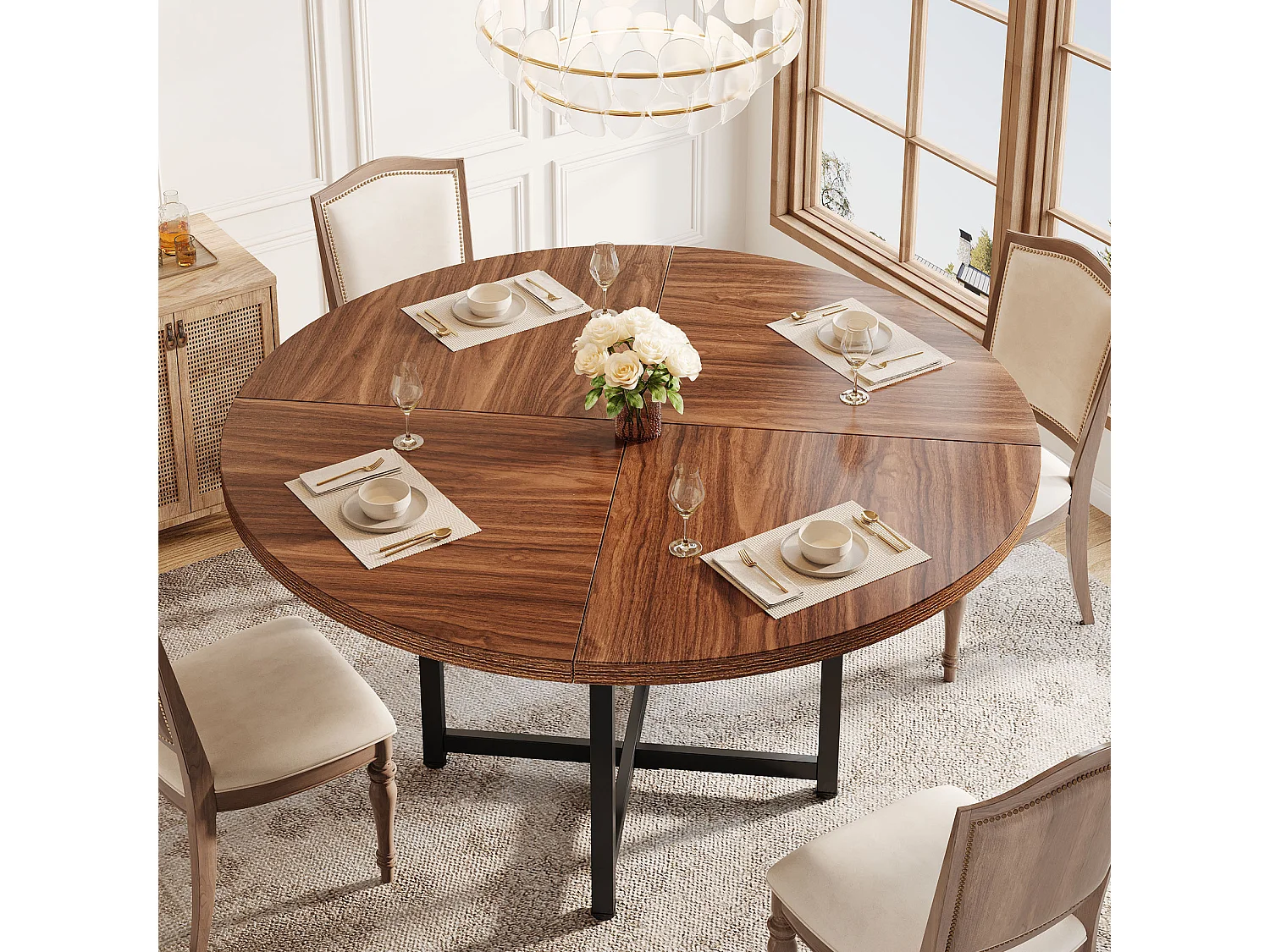Tavolo da pranzo rotondo per 4-6 persone, tavolo da cucina circolare da 120 cm, tavoli da pranzo piccoli e moderni