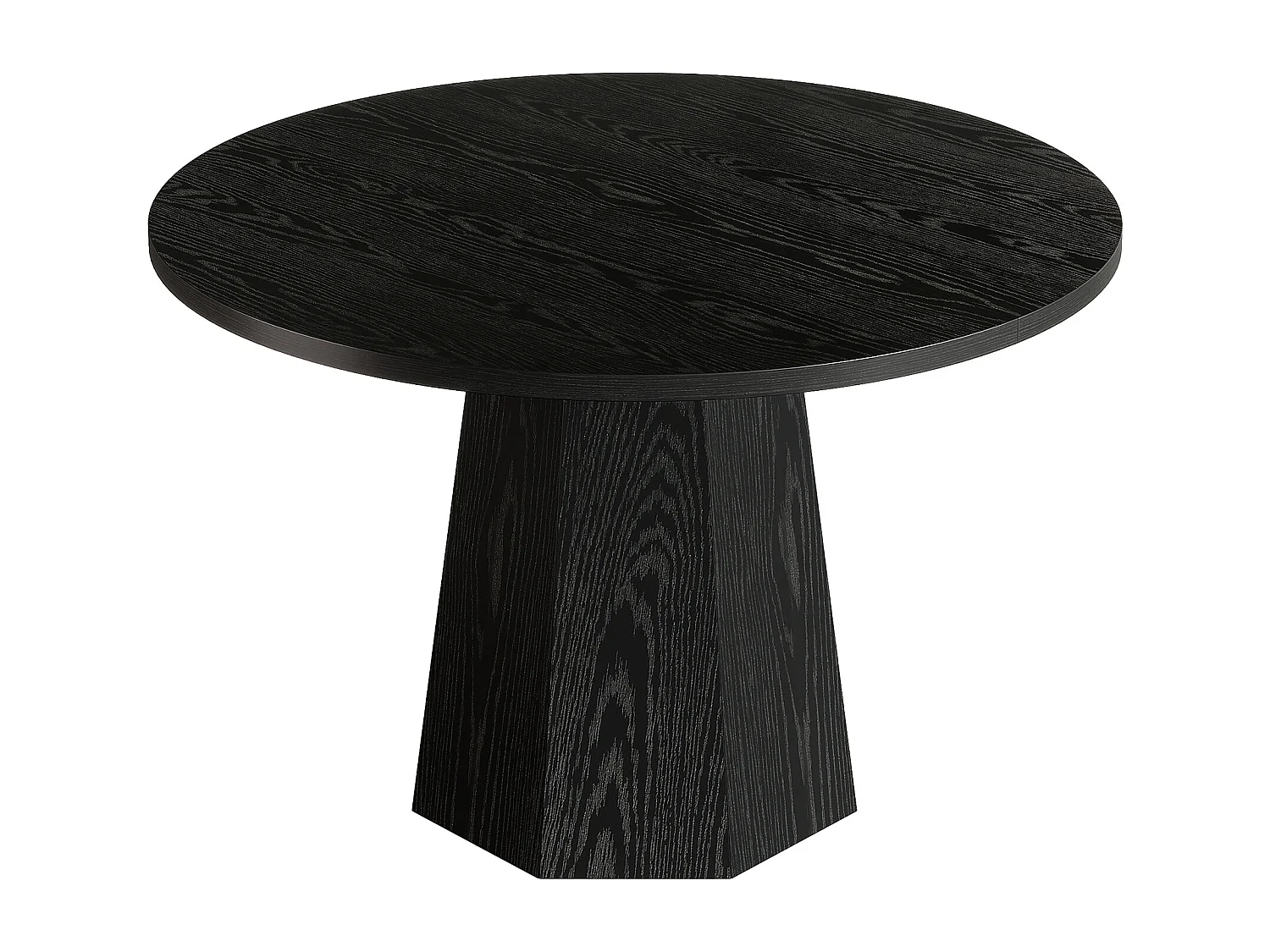 Table à manger ronde noire, petite table de cuisine circulaire de 118 cm avec piédestal incliné robuste, meuble de salle à manger moderne