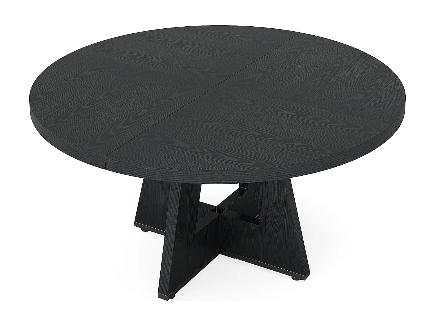 Table à manger de style campagnard, table ronde de 120 cm pour 4 personnes, table de salle à manger noire