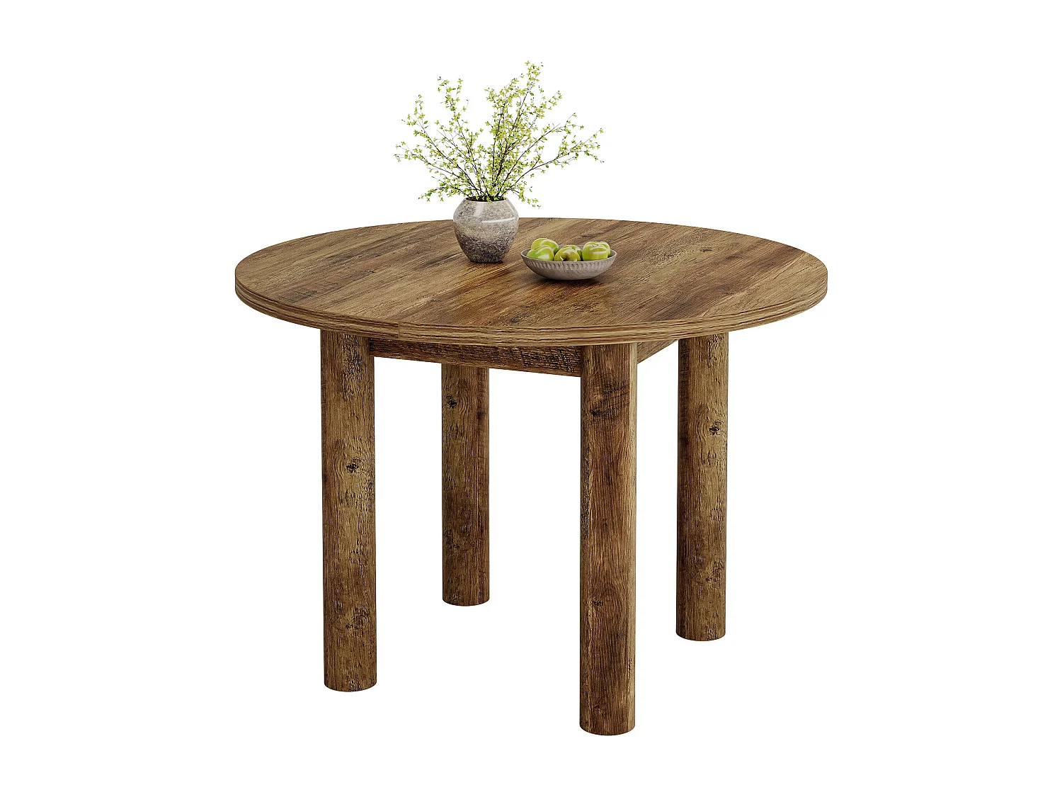 Mesa de comedor redonda de 100 cm, estilo rústico moderno, con patas resistentes para cocina y comedor