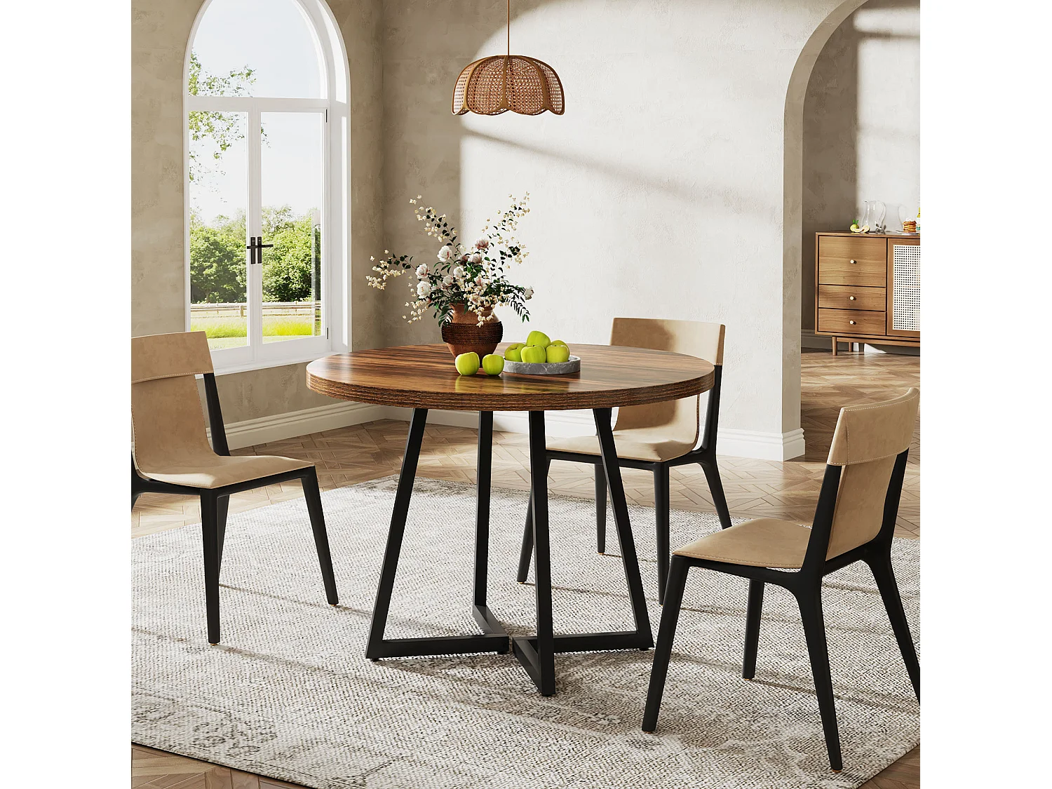 Ronde eettafel voor 2 personen, 80 cm industriële eettafel met metalen onderstel, keukentafel