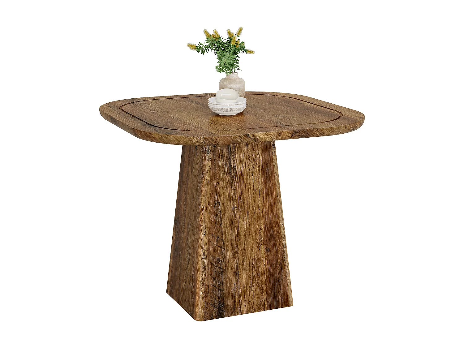 Mesa de jantar quadrada para 2-4 pessoas, mesa pequena de cozinha rural de 80 cm com base de pedestal resistente