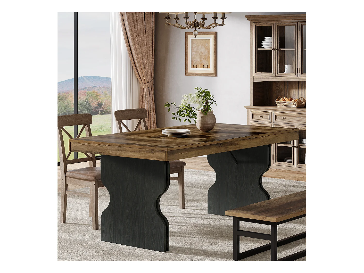 Stół jadalny 160 cm dla 4-6 osób, duży prostokątny stół kuchenny (tylko stół)